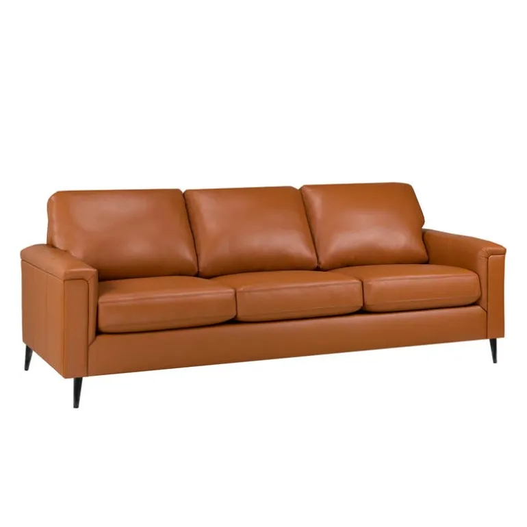 Genuine Leather Sofa - Cognac