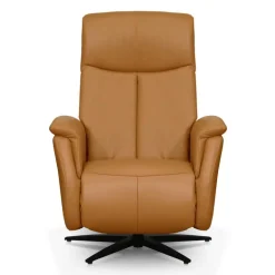 Genuine Leather Swivel Power Recliner - Tan