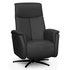 Genuine Leather Swivel Power Recliner - Dark Grey
