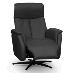 Genuine Leather Swivel Power Recliner - Dark Grey