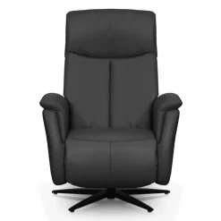 Genuine Leather Swivel Power Recliner - Dark Grey