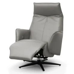 Genuine Leather Swivel Power Recliner - Sand