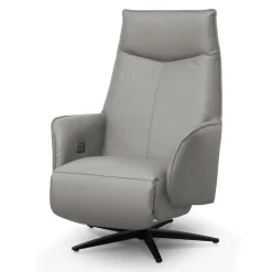 Genuine Leather Swivel Power Recliner - Sand