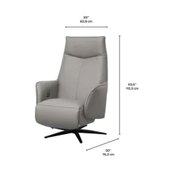 Genuine Leather Swivel Power Recliner - Sand