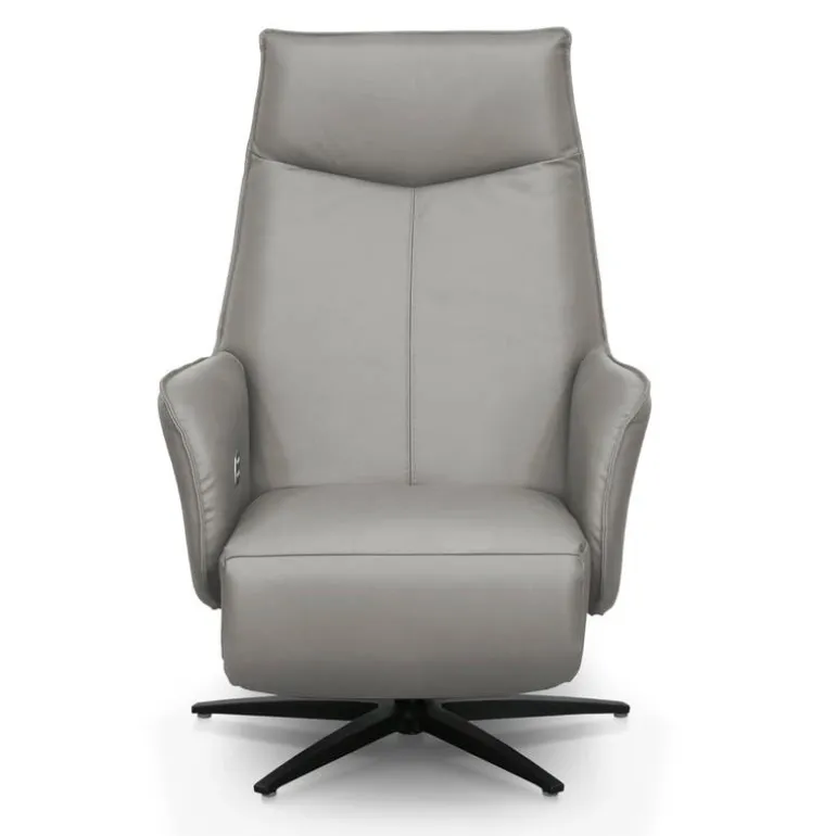 Genuine Leather Swivel Power Recliner - Sand