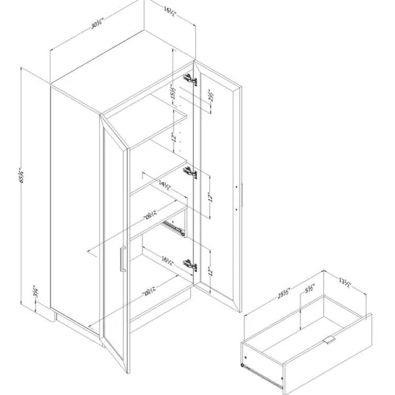 Glass-Front Cabinet with Drawer - South Shore