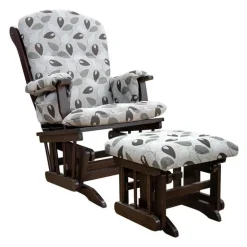 Gliding Rocking Chair and Ball-Bearing Footrest - Patterned Fabric