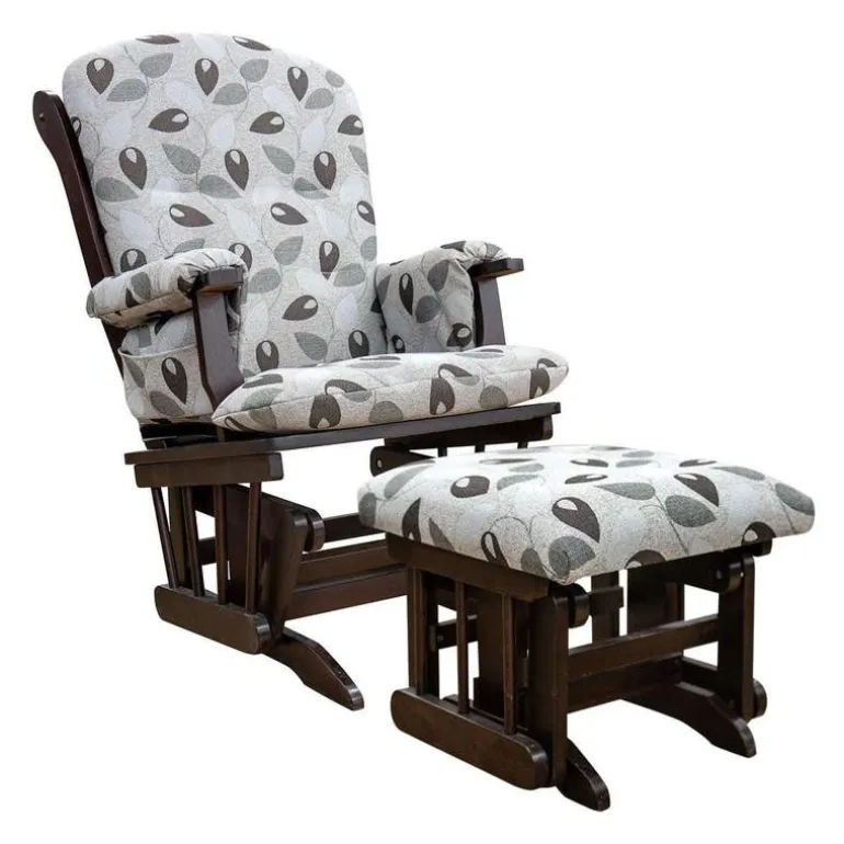 Gliding Rocking Chair and Ball-Bearing Footrest - Patterned Fabric