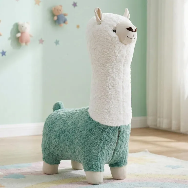 Green Llama-Shaped Kids Pouf – 28.3" x 15" x 44.1"