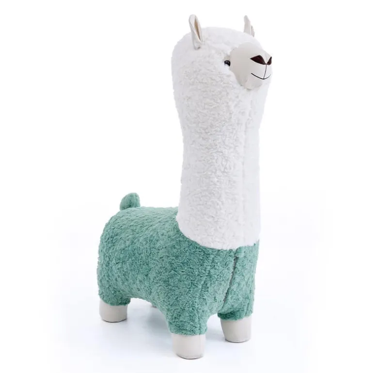 Green Llama-Shaped Kids Pouf – 28.3" x 15" x 44.1"
