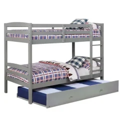 Grey Bunk Bed with Trundle Bed - 39"/39"