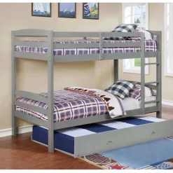 Grey Bunk Bed with Trundle Bed - 39"/39"