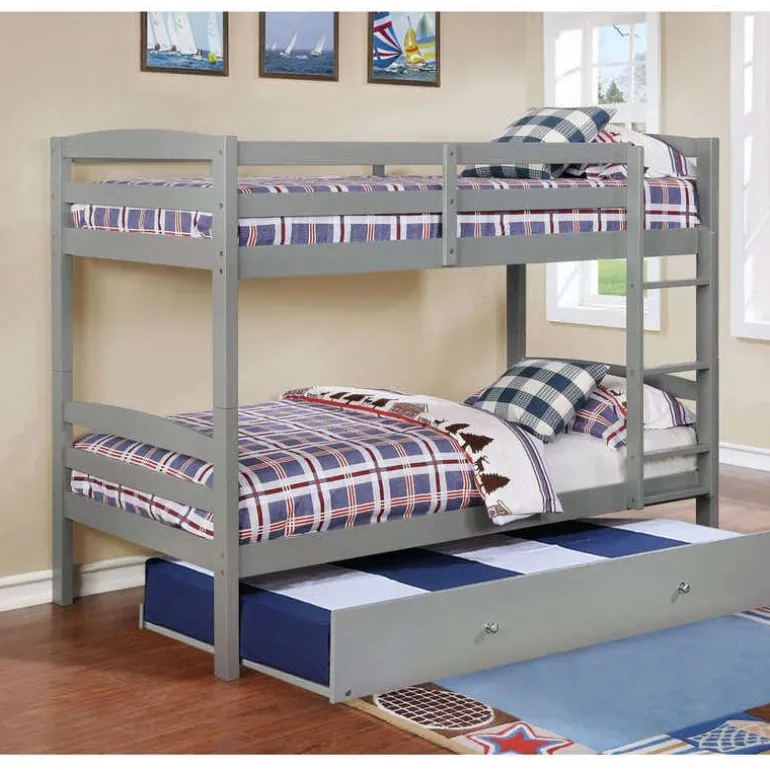Grey Bunk Bed with Trundle Bed - 39"/39"