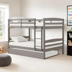 Grey Bunk Bed with Trundle Bed - 54"/54"
