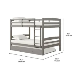 Grey Bunk Bed with Trundle Bed - 54