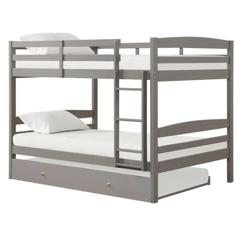 Grey Bunk Bed with Trundle Bed - 54"/54"