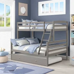 Grey Bunk Bed with Trundle Bed - 39