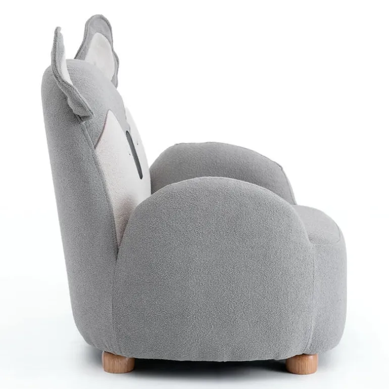 Grey Koala-Shaped Kids Armchair – 22.8" x 21.7" x 24.2"