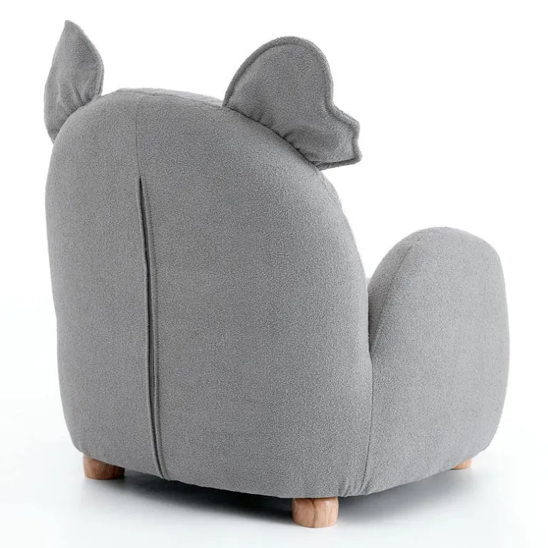 Grey Koala-Shaped Kids Armchair – 22.8" x 21.7" x 24.2"