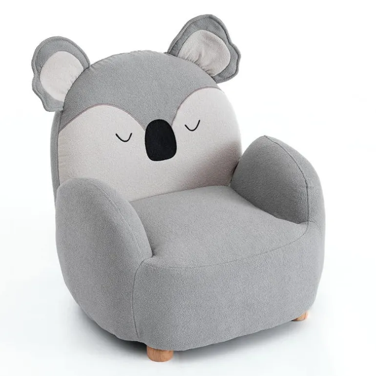 Grey Koala-Shaped Kids Armchair – 22.8" x 21.7" x 24.2"