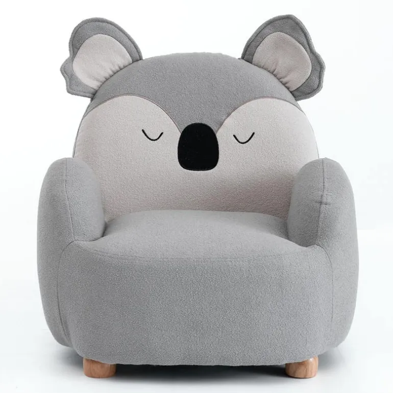 Grey Koala-Shaped Kids Armchair – 22.8" x 21.7" x 24.2"