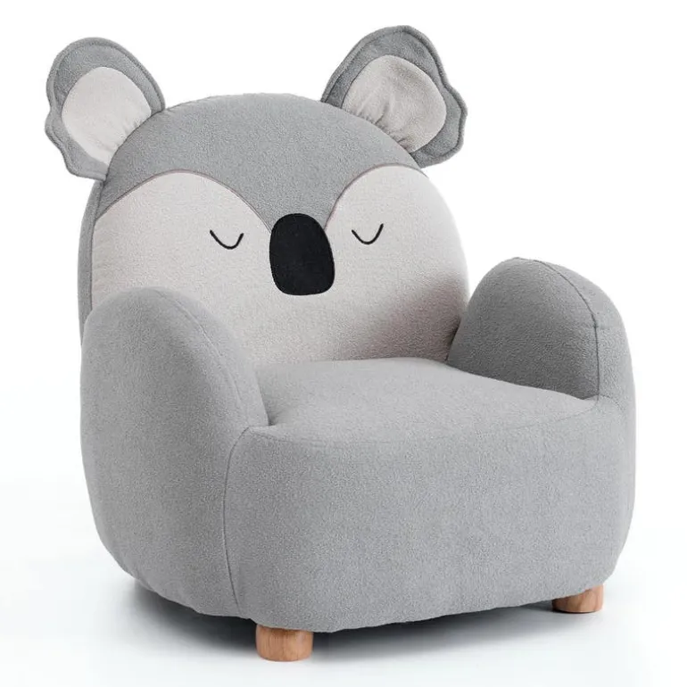 Grey Koala-Shaped Kids Armchair – 22.8" x 21.7" x 24.2"