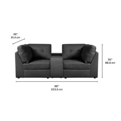 Grey Modular Loveseat with Console - 3 pcs