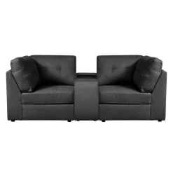 Grey Modular Loveseat with Console - 3 pcs