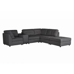 Grey Modular Sectional with Console and Ottoman - 6 pcs