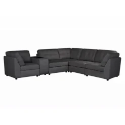 Grey Modular Sectional with Console - 6 pcs