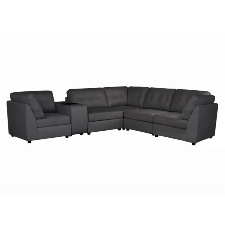Grey Modular Sectional with Console - 6 pcs