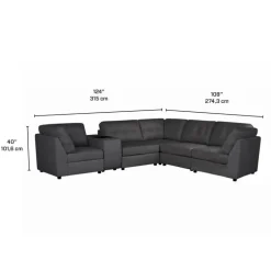 Grey Modular Sectional with Console - 6 pcs