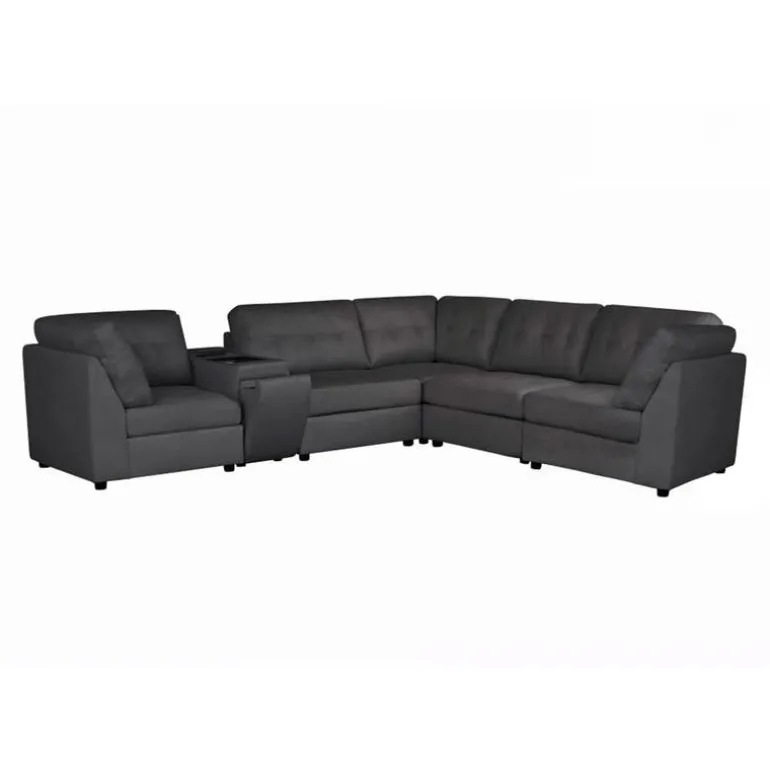 Grey Modular Sectional with Console - 6 pcs