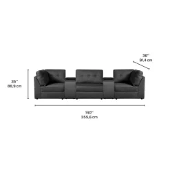 Grey Modular Sofa with 2 Consoles - 5 pcs