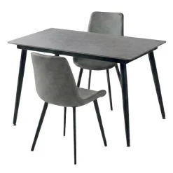 Grey Sintered Stone Dining Set with 2 Grey Chairs - 48"