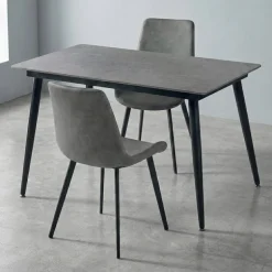 Grey Sintered Stone Dining Set with 2 Grey Chairs - 48