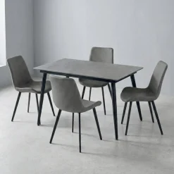 Grey Sintered Stone Dining Set with 4 Grey Chairs - 48"