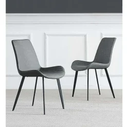 Grey Sintered Stone Dining Set with 4 Grey Chairs and 2 Cognac Chairs - 59