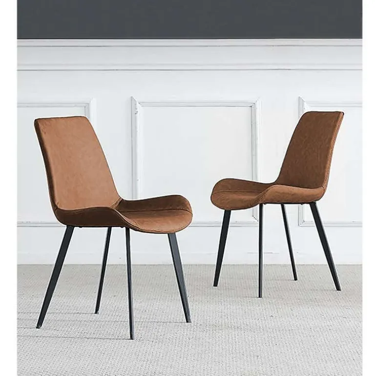 Grey Sintered Stone Dining Set with 4 Grey Chairs and 2 Cognac Chairs - 59"
