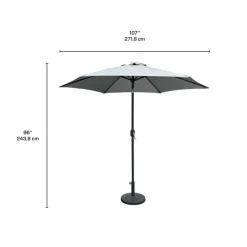 Grey Tilting Patio Umbrella with Base - 9 ft