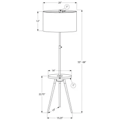 63"H Metal Floor Lamp with USB Ports