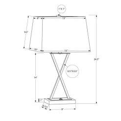 25"H Metal Table Lamp with USB Ports