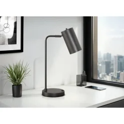 18"H Metal Table Lamp with USB Ports