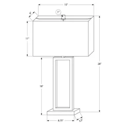 28"H Metal Table Lamp with USB Port