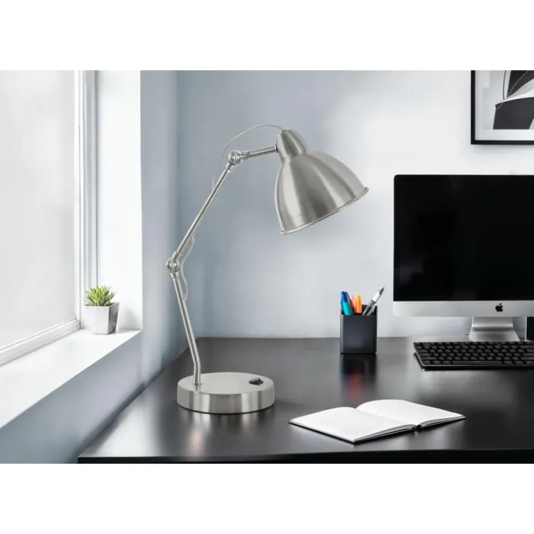 17"H Metal Table Lamp with USB Ports