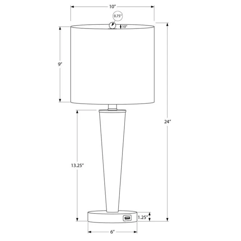 24"H Metal Table Lamp with USB Ports (2pcs)