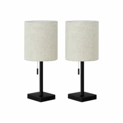 17"H Metal Table Lamp with USB Ports (2pcs)