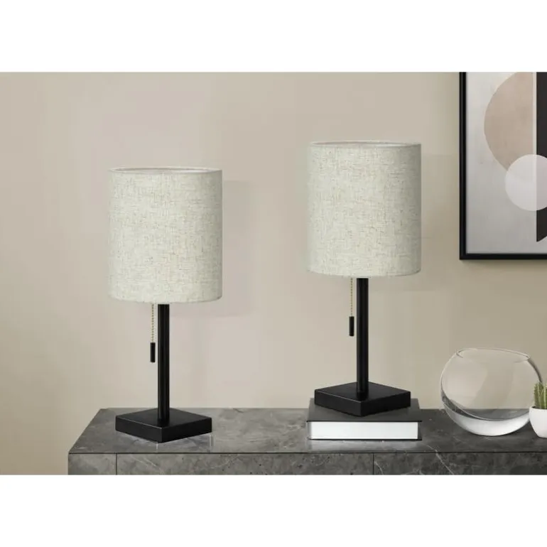 17"H Metal Table Lamp with USB Ports (2pcs)