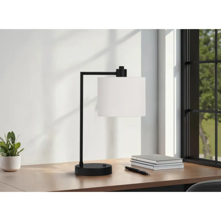 19"H Metal Table Lamp with USB Ports