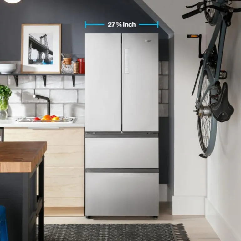 HAIER 14,5 Cu Ft 28 In Refrigerator Stainless Steel Bottom Freezer, French door - QJS15HYRFS